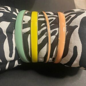 Set of Five Colorful Enamel Bangle Bracelets